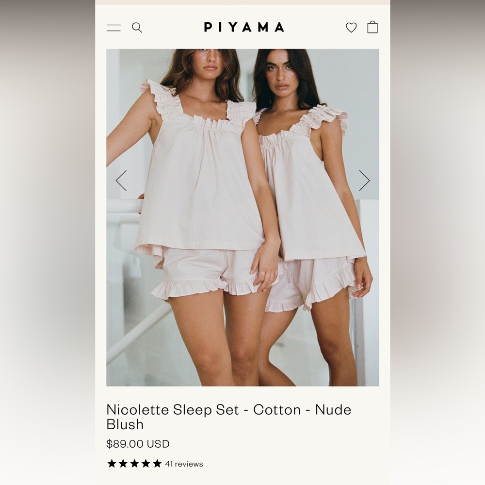 Piyama Nicolette Sleep Set - Cotton - Nude Blush